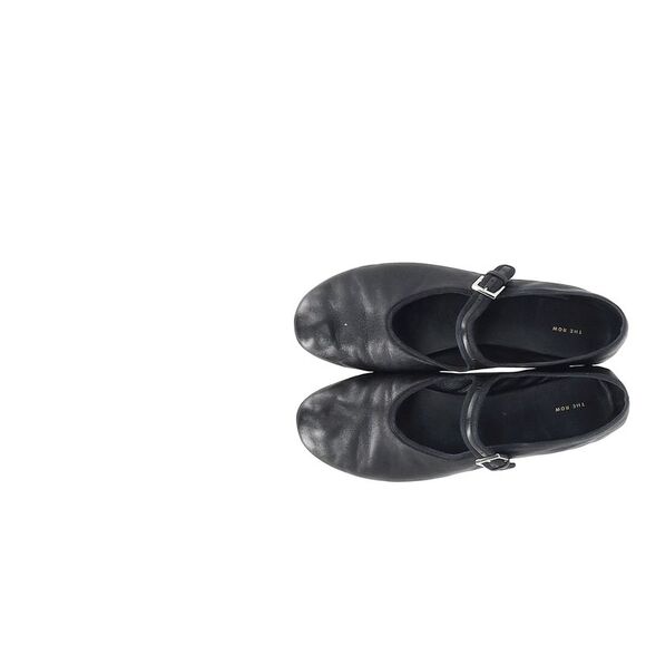Pre Loved The Row Vintage Leather Mary Jane Flats Buckle Closure Women black - Picture 2 of 8